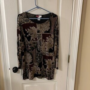 JM Collection Multicolor Patchwork Top